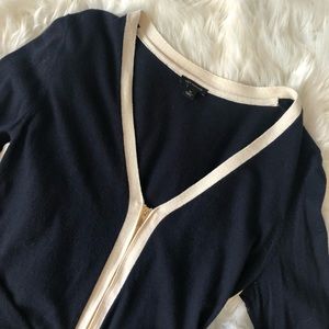Ann Taylor Size Medium Navy Blue Zip Up Sweater